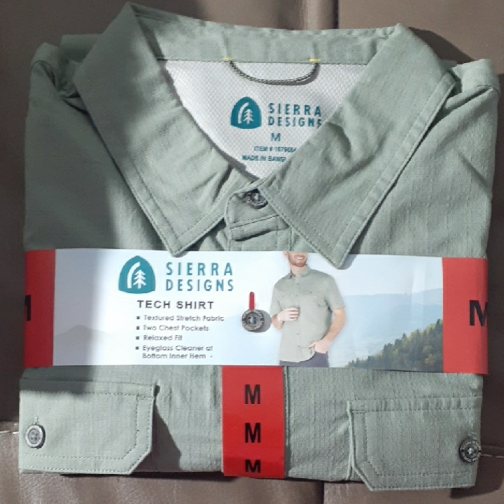 Sierra Designs Tech Shirt - Green - Button Down - Medium
